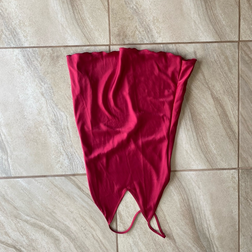 Red slip dress.